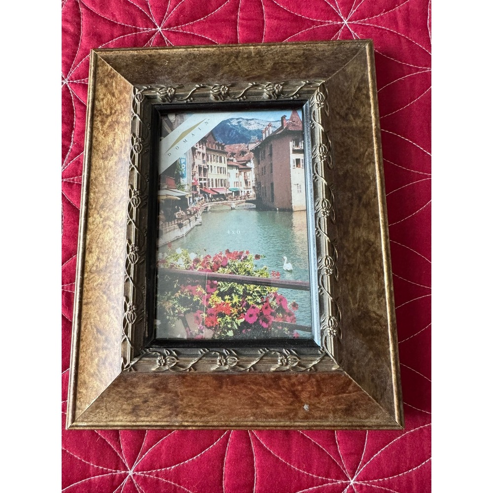 Ornate Gold Picture Frame 4x6 Tabletop/Hanging Photo Display Decor Domalyx